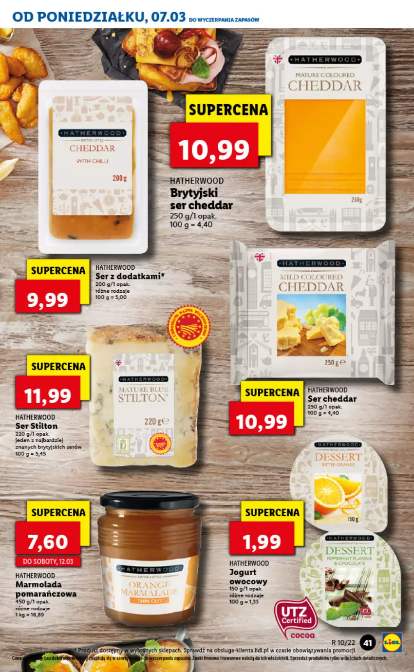 Gazetka promocyjna Lidl - GAZETKA - ważna 07.03 do 09.03.2022 - strona 41 - produkty: Cheddar, Gra, Jogurt, Marmolada, Mola, Ser