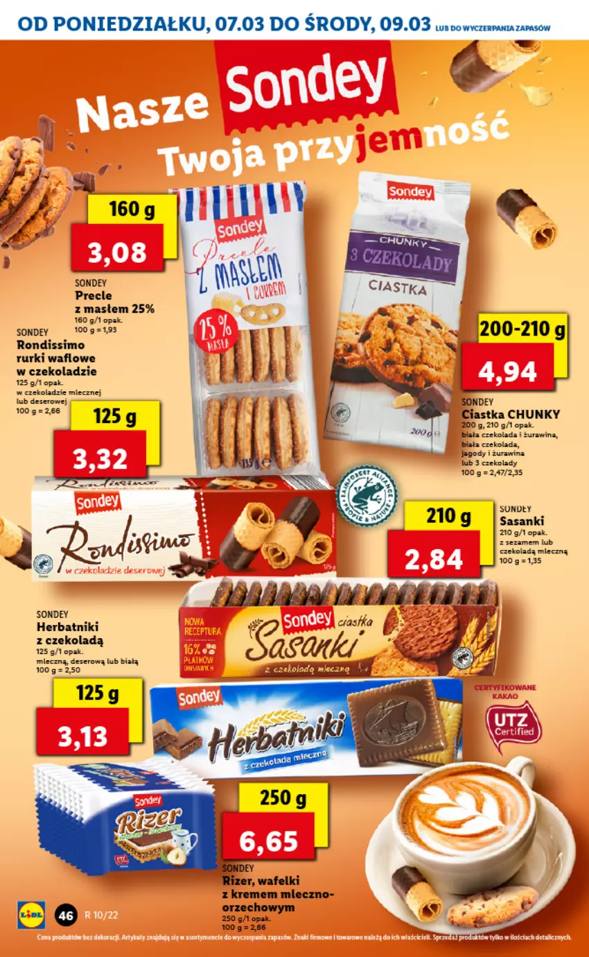 Gazetka promocyjna Lidl - GAZETKA - ważna 07.03 do 09.03.2022 - strona 46 - produkty: Ciastka, Czekolada, Deser, Herbatniki, Jagody, Precle, Rurki, Sanki, Ser, Sezam