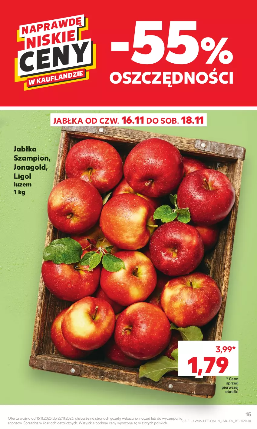 Gazetka promocyjna Kaufland - Gazetka tygodnia - ważna 16.11 do 22.11.2023 - strona 15 - produkty: Jabłka, Jonagold, Ligol, Szampion