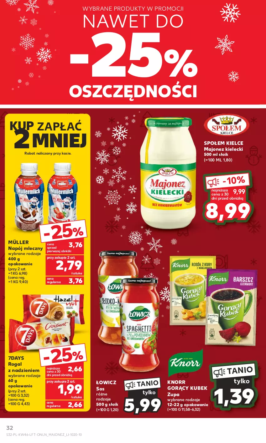 Gazetka promocyjna Kaufland - Gazetka tygodnia - ważna 16.11 do 22.11.2023 - strona 32 - produkty: Knorr, Kubek, Majonez, Müller, Napój, Napój mleczny, Rogal, Sos, Zupa