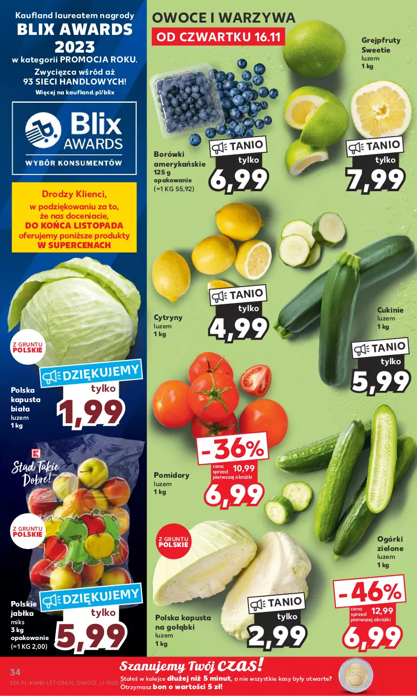 Gazetka promocyjna Kaufland - Gazetka tygodnia - ważna 16.11 do 22.11.2023 - strona 34 - produkty: Cytryny, Grejpfrut, Grunt, Jabłka, Laur, Olej, Owoce, Pomidory, Top, Warzywa