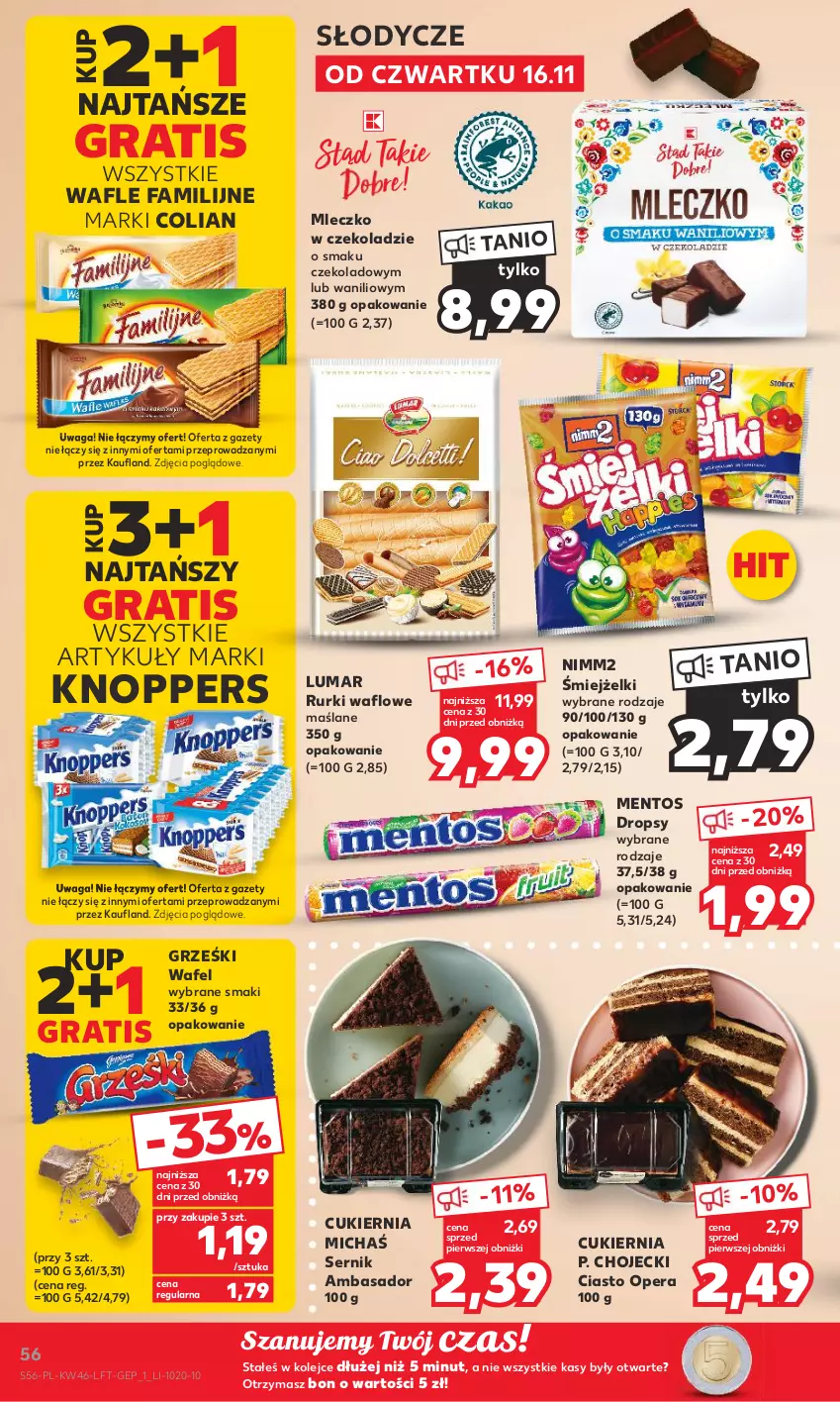 Gazetka promocyjna Kaufland - Gazetka tygodnia - ważna 16.11 do 22.11.2023 - strona 56 - produkty: Cukier, Fa, Gra, Grześki, Knoppers, Mentos, Mleczko, Nimm2, Olej, Rurki, Ser, Wafle, Waga