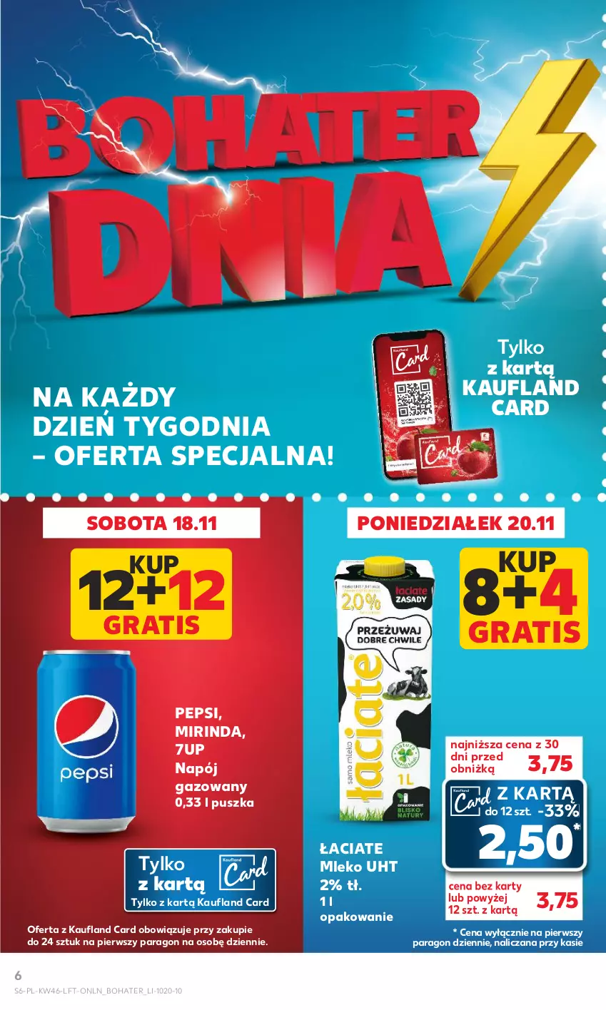 Gazetka promocyjna Kaufland - Gazetka tygodnia - ważna 16.11 do 22.11.2023 - strona 6 - produkty: 7up, Gra, Mirinda, Mleko, Napój, Napój gazowany, Pepsi