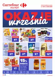 Gazetka promocyjna Carrefour - Gazetka Okazje września - Gazetka - ważna od 25.09 do 25.09.2021 - strona 1 - produkty: Goplana, Sos, Kucharek, Cukier, Kasza jęczmienna, Whiskas, Cukierki czekoladowe, Kawa mielona, Kawa, Dżem, Wawel, Płatki owsiane, LANA, Sonko, Czekolada, Mocca Fix Gold, Cukierki, Woseba, Kasza, Herbapol, Pedigree, Lindt