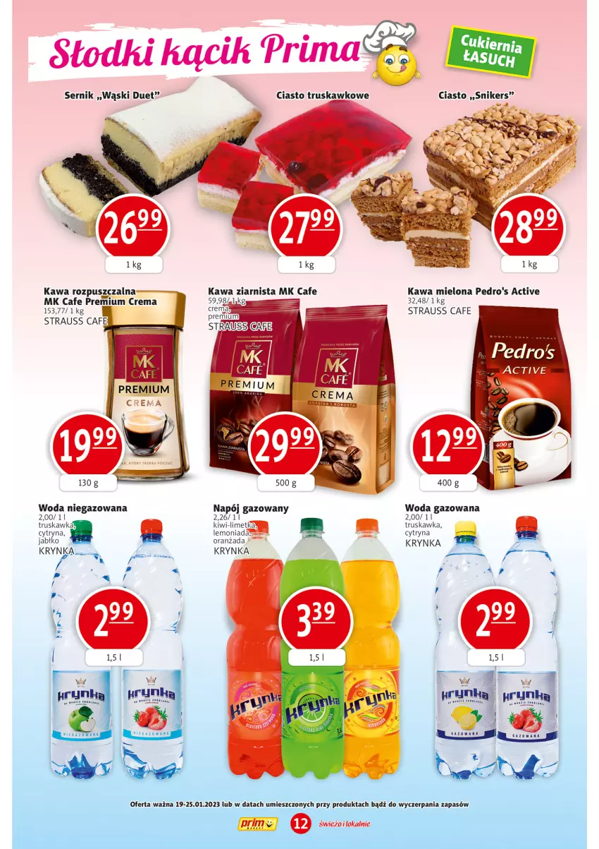 Gazetka promocyjna Prim Market - ważna 19.01 do 25.01.2023 - strona 12 - produkty: Kawa, Kawa mielona, Kawa rozpuszczalna, Kawa ziarnista, Kiwi, Lemoniada, Napój, Napój gazowany, Nike, Oranżada, Prima, Ser, Woda, Woda gazowana, Woda niegazowana