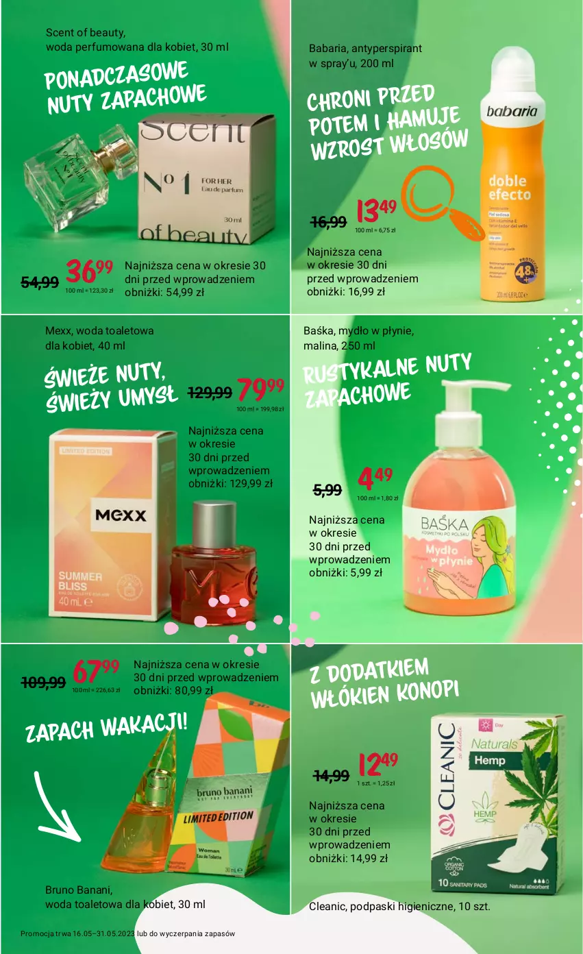 Gazetka promocyjna Rossmann - 16 maja - ważna 16.05 do 31.05.2023 - strona 3 - produkty: Antyperspirant, Bruno Banani, Cleanic, Mexx, Mydło, Mydło w płynie, Nuty, Perfum, Podpaski, Rust, Woda, Woda perfumowana, Woda toaletowa