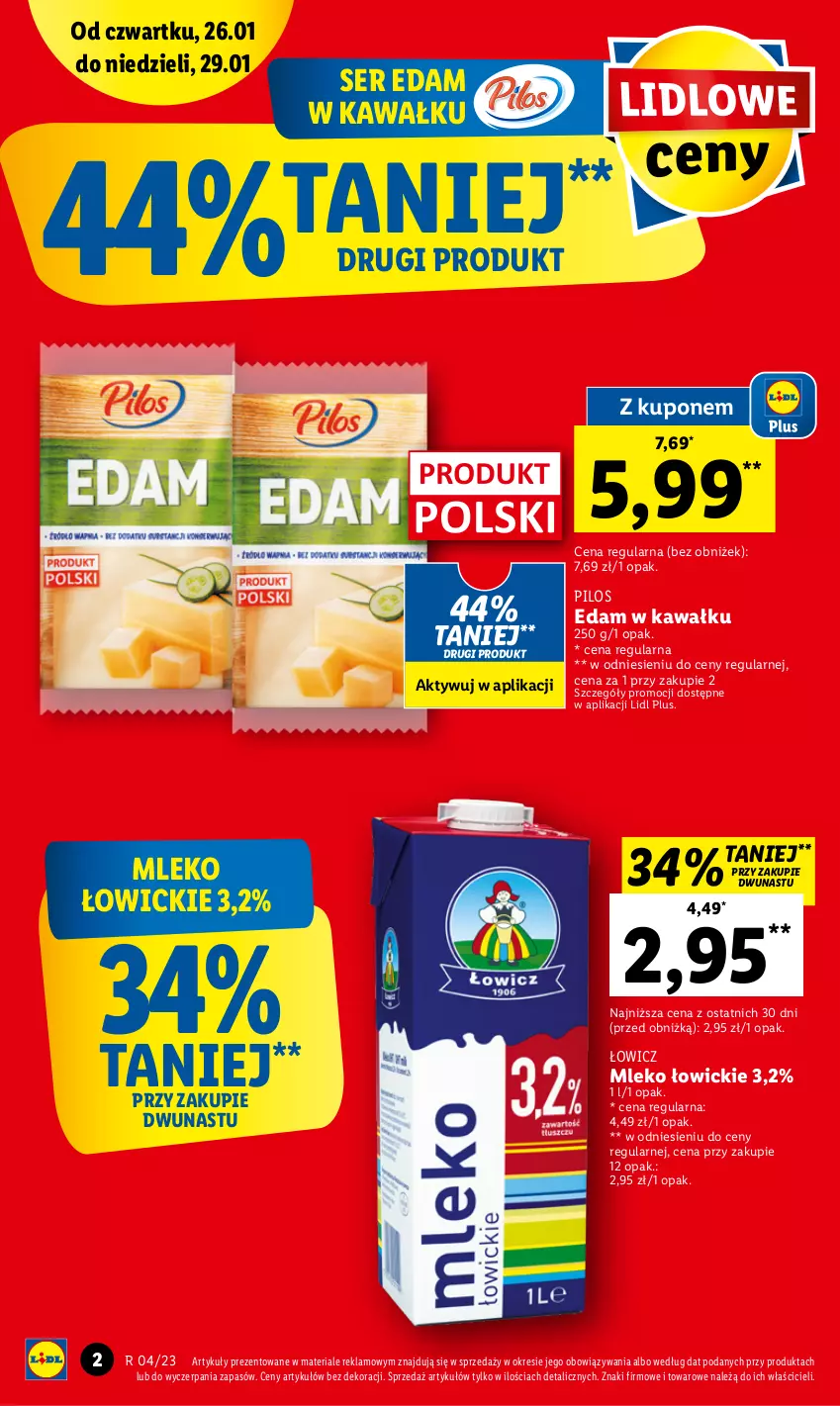 Gazetka promocyjna Lidl - GAZETKA - ważna 26.01 do 29.01.2023 - strona 2 - produkty: Edam, Kawa, Mleko, Pilos, Ser