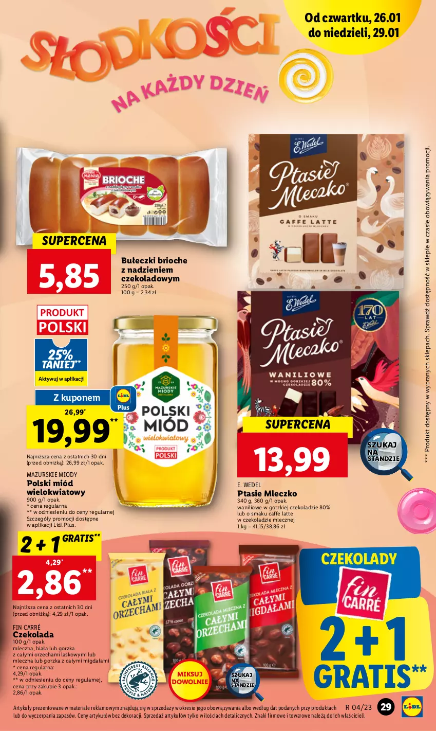 Gazetka promocyjna Lidl - GAZETKA - ważna 26.01 do 29.01.2023 - strona 31 - produkty: Bułeczki, Czekolada, E. Wedel, Gra, Miód, Mleczko, Ptasie mleczko