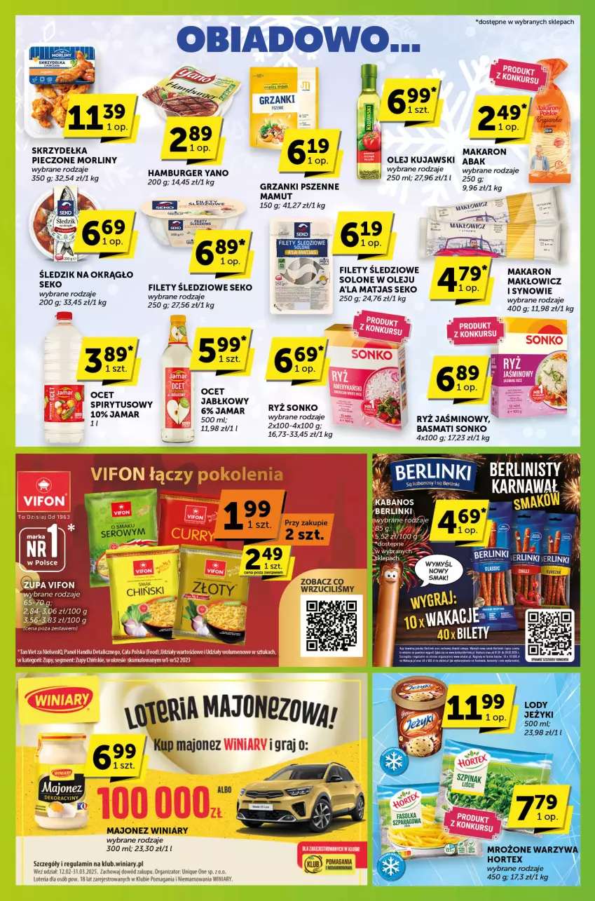 Gazetka promocyjna ABC - ważna 20.02 do 04.03.2025 - strona 2 - produkty: Fa, Gra, Hortex, Kujawski, Majonez, Makaron, Matjas, Morliny, Ocet, Olej, Piec, Ryż, SEKO, Sok, Sonko, Szpinak, Warzywa, Winiary