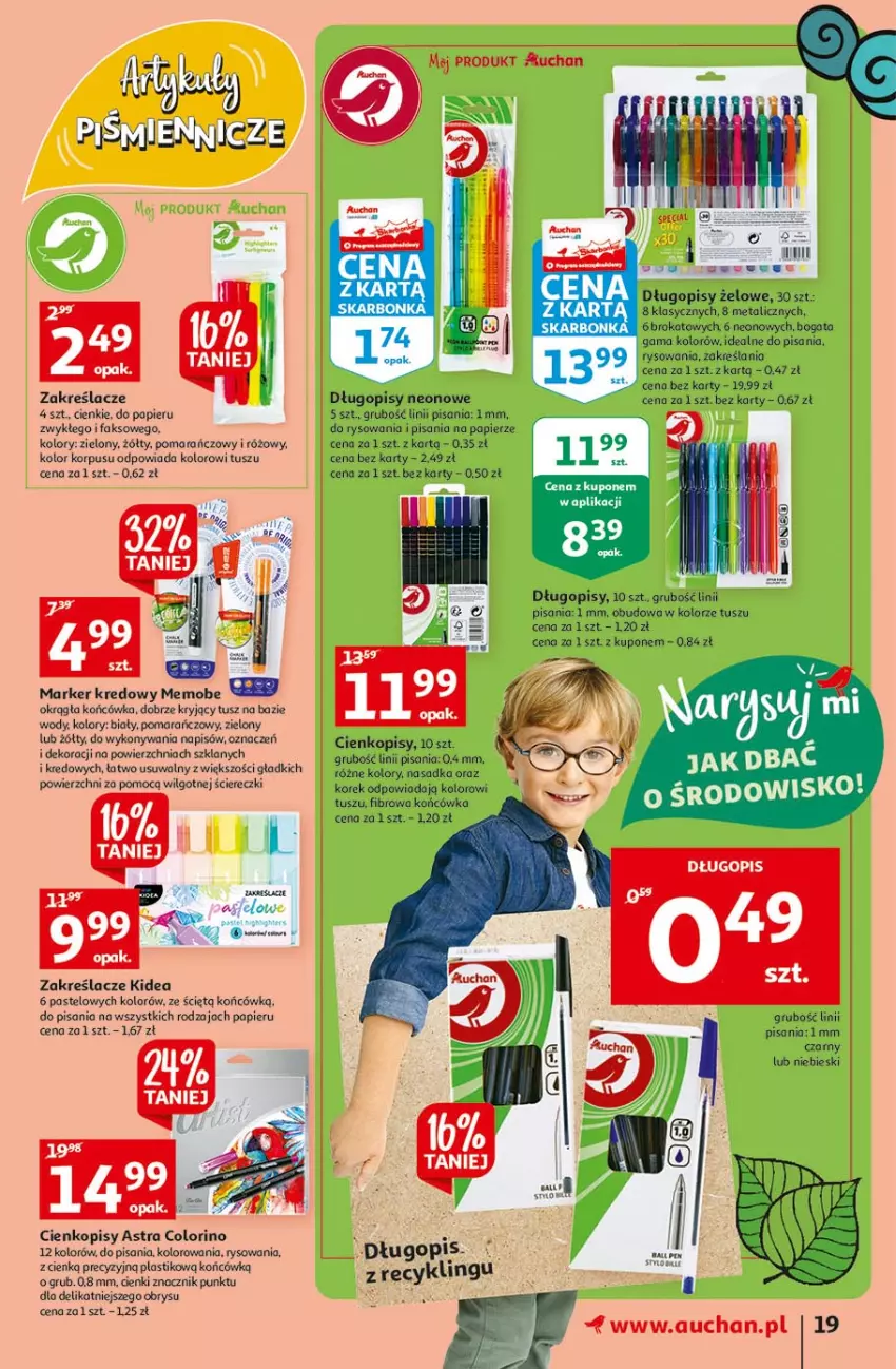 Gazetka promocyjna Auchan - Rysuje się pobudka na piątkę Hipermarkety - ważna 29.07 do 04.08.2021 - strona 19 - produkty: Długopis, Fa, LG, Marker, Papier, Tusz