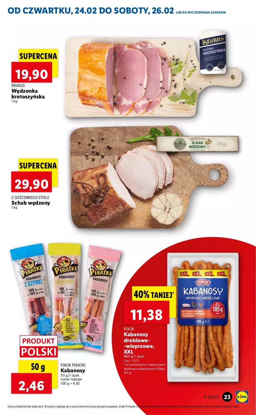 Gazetka promocyjna Lidl - GAZETKA - ważna 24.02 do 26.02.2022 - strona 23 - produkty: Kabanos, Krakus, PIKOK, Por