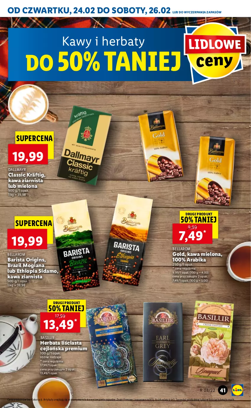 Gazetka promocyjna Lidl - GAZETKA - ważna 24.02 do 26.02.2022 - strona 41 - produkty: Bell, Bella, Dallmayr, Gin, Herbata, Kawa, Kawa mielona, Kawa ziarnista