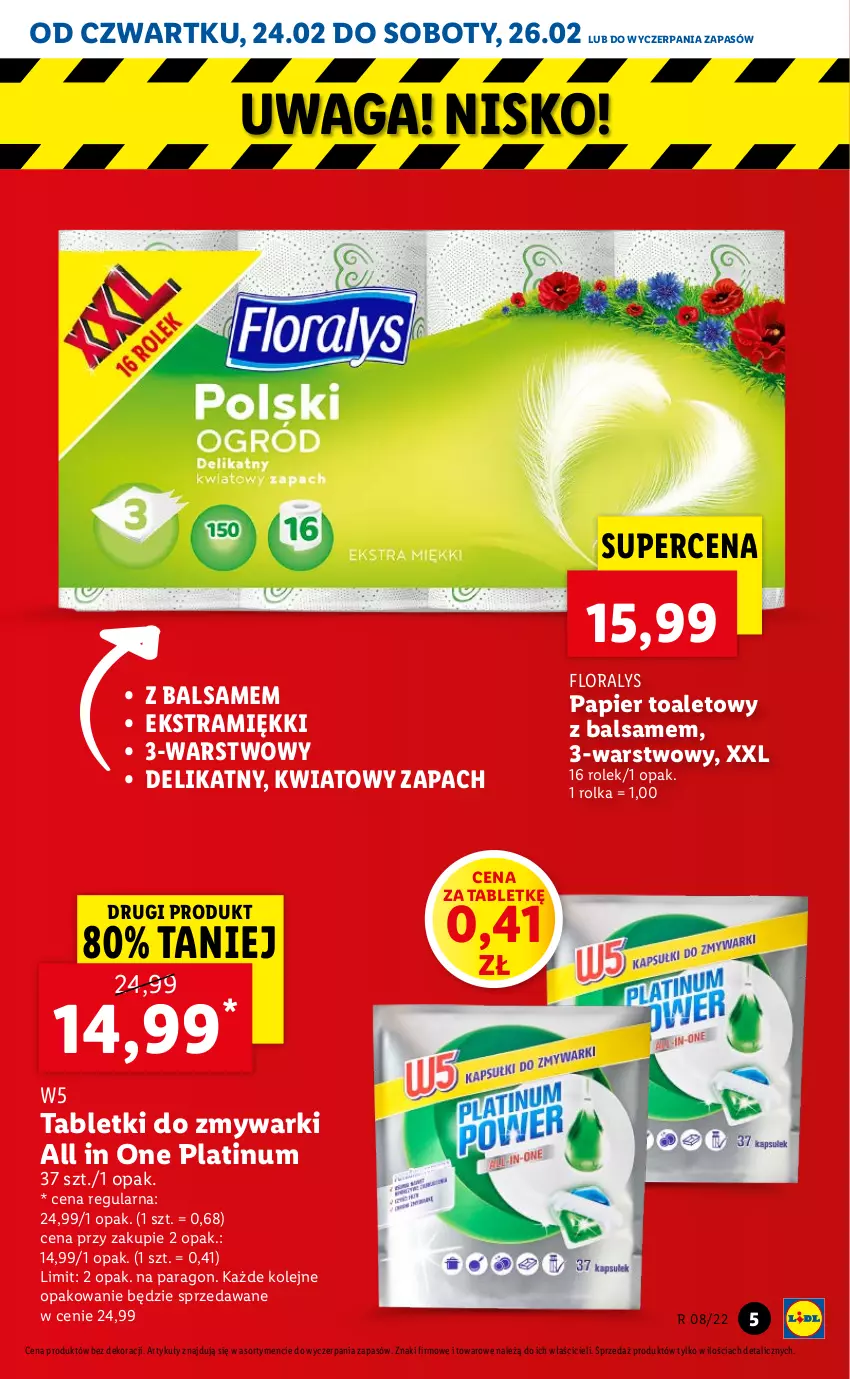 Gazetka promocyjna Lidl - GAZETKA - ważna 24.02 do 26.02.2022 - strona 5 - produkty: Flora, Olej, Papier, Papier toaletowy, Tablet, Tabletki do zmywarki, Waga, Zmywarki