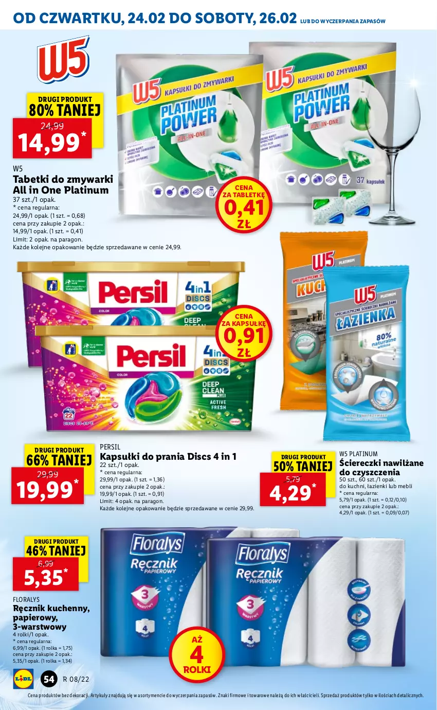 Gazetka promocyjna Lidl - GAZETKA - ważna 24.02 do 26.02.2022 - strona 54 - produkty: Flora, Kapsułki do prania, Olej, Papier, Persil, Ręcznik, Ręcznik kuchenny, Rolki, Tablet, Zmywarki