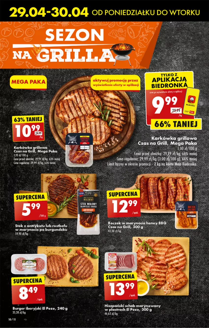 Gazetka promocyjna Biedronka - Od Poniedziałku - ważna 29.04 do 04.05.2024 - strona 14 - produkty: Boczek, Burger, Grill, Rostbef, Rura, Stek