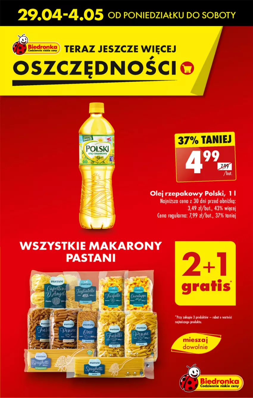 Gazetka promocyjna Biedronka - Od Poniedziałku - ważna 29.04 do 04.05.2024 - strona 21 - produkty: Makaron, Olej, Olej rzepakowy, Tera