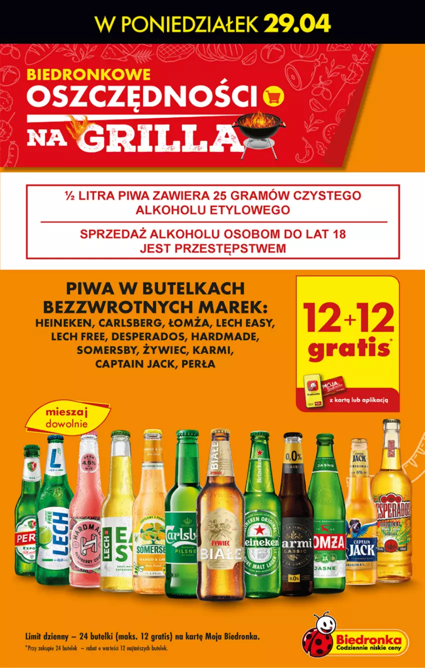 Gazetka promocyjna Biedronka - Od Poniedziałku - ważna 29.04 do 04.05.2024 - strona 5 - produkty: Captain Jack, Carlsberg, Desperados, Gra, Heineken, Karmi, Perła, Piwa, Somersby