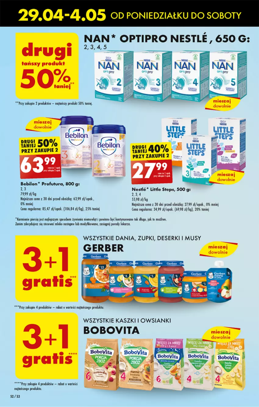 Gazetka promocyjna Biedronka - Od Poniedziałku - ważna 29.04 do 04.05.2024 - strona 56 - produkty: BEBILON, Deser, Gerber, Karmi, Mleko, Mus, O nas, Por, Ser