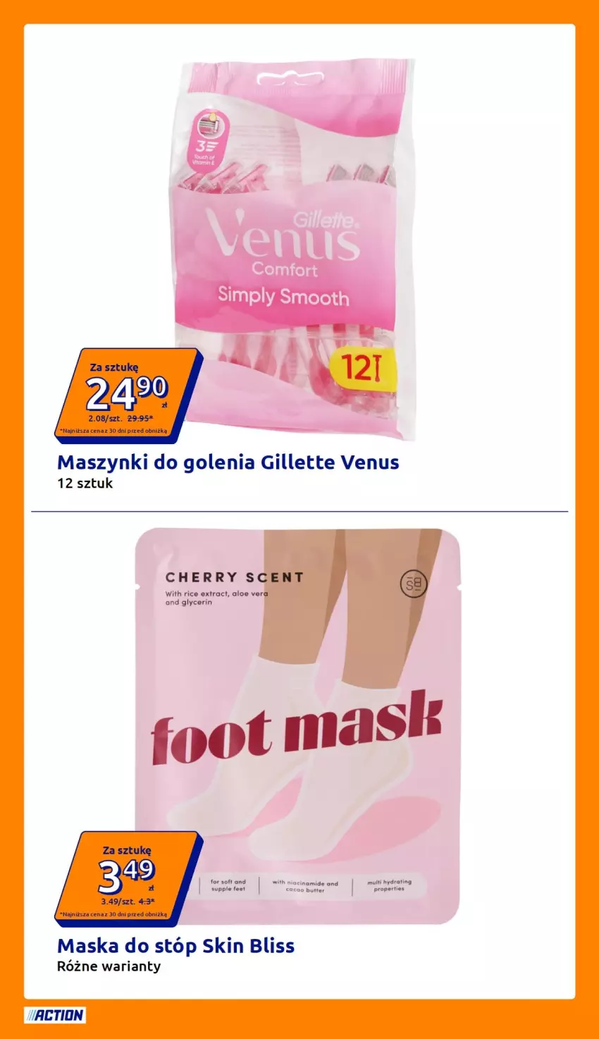 Gazetka promocyjna Action - Gazetka tydzień 32 2026 - ważna 05.08 do 11.08.2026 - strona 2 - produkty: Gillette, Gillette Venus, Maska, Maska do stóp, Venus