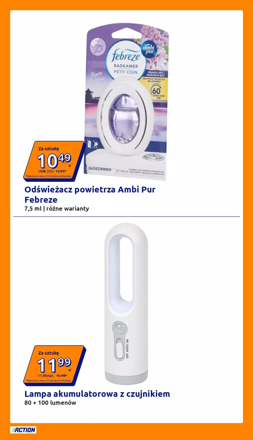 Gazetka promocyjna Action - Gazetka tydzień 32 2026 - ważna 05.08 do 11.08.2026 - strona 29 - produkty: Akumulator, Ambi Pur, Lampa, Odświeżacz powietrza, Pur