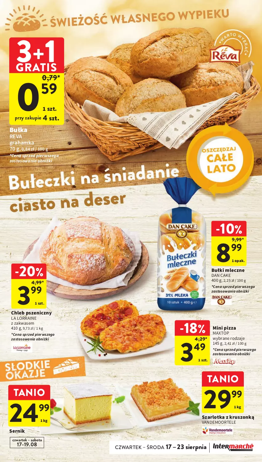 Gazetka promocyjna Intermarche - Gazetka Intermarche - ważna 17.08 do 23.08.2023 - strona 14 - produkty: Bułka, Chleb, Dan Cake, Gra, Pizza, Ser, Szarlotka, Top