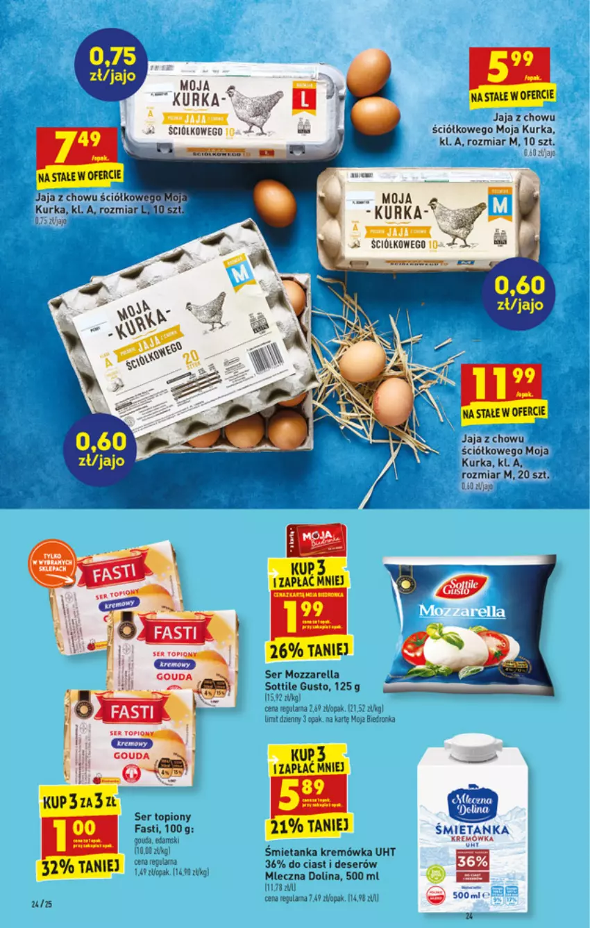 Gazetka promocyjna Biedronka - ważna 17.01 do 30.01.2022 - strona 24 - produkty: Deser, Fa, Jaja, Kremówka, Mozzarella, Ser, Ser topiony, Top