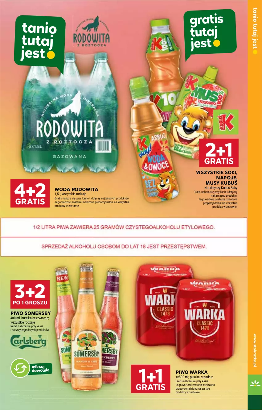 Gazetka promocyjna Stokrotka - Market - ważna 29.05 do 04.06.2025 - strona 21 - produkty: Gra, HP, Kubuś, Mus, Napoje, Piwo, Sok, Somersby, Warka, Woda