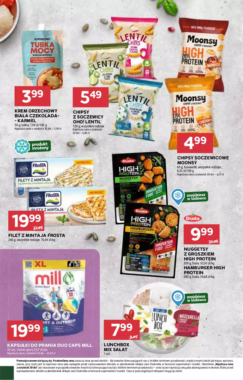 Gazetka promocyjna Stokrotka - Supermarket Opole/Radom - ważna 06.03 do 12.03.2025 - strona 26 - produkty: Burger, Chipsy, Czekolada, Filet z mintaja, Frosta, Hamburger, HP, Kapsułki do prania, Krem orzechowy, Mintaj, Sałat