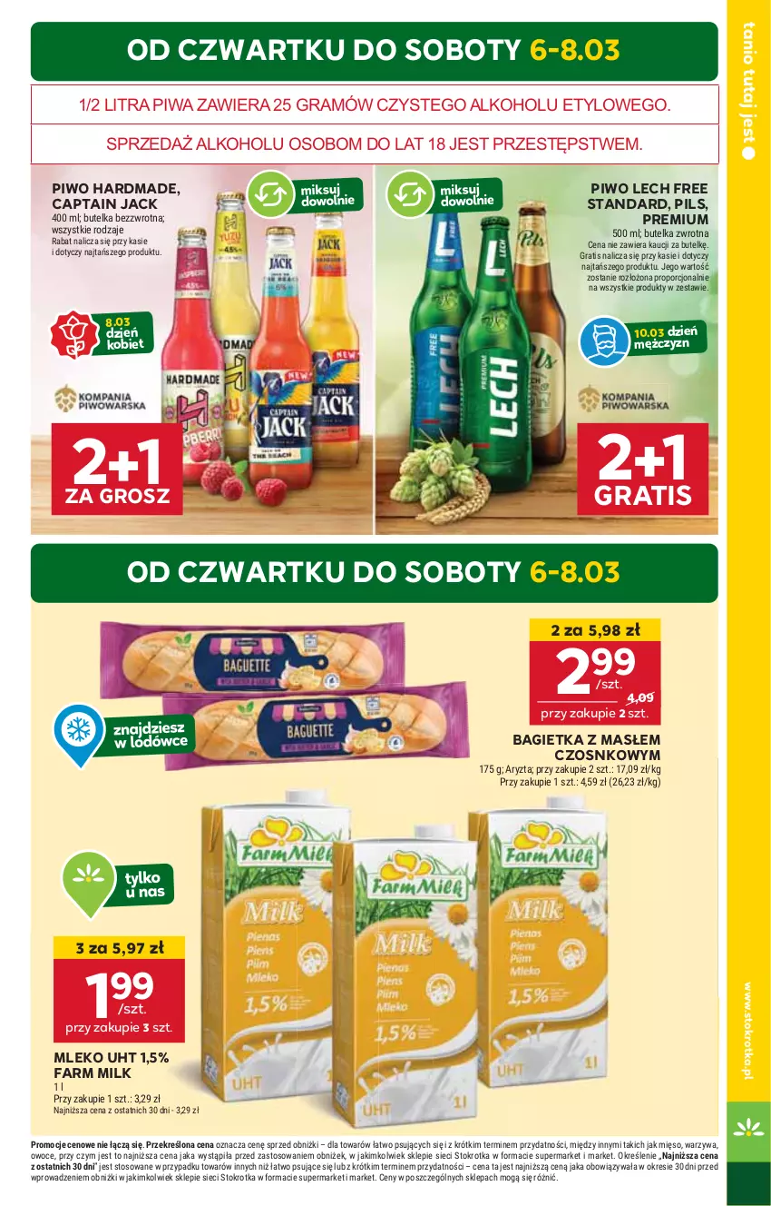 Gazetka promocyjna Stokrotka - Supermarket Opole/Radom - ważna 06.03 do 12.03.2025 - strona 3 - produkty: Bagietka, Captain Jack, Fa, Farm Milk, Gra, HP, Mleko, Piwa, Piwo