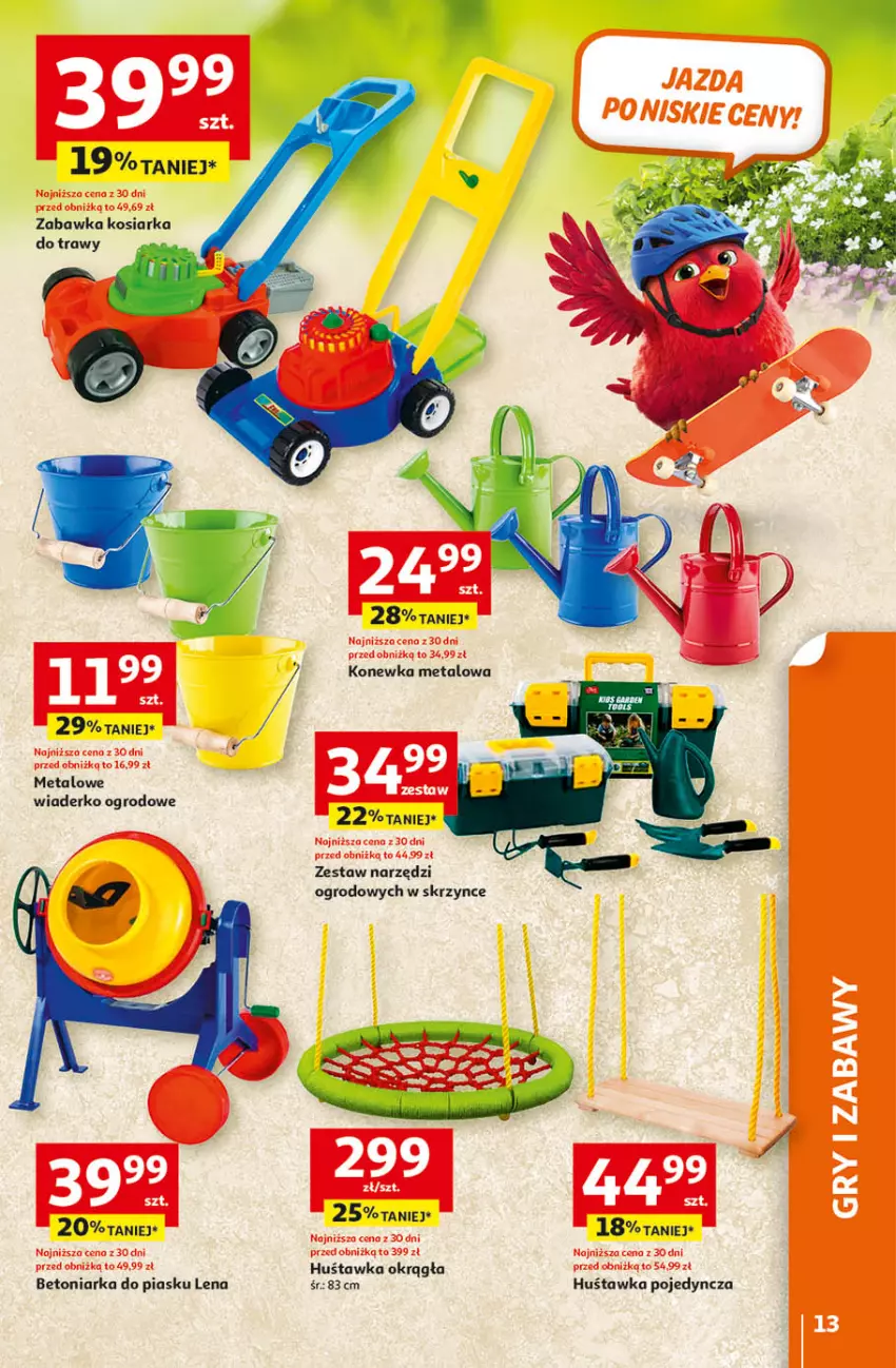 Gazetka promocyjna Auchan - 30 Lat Hipermarket - ważna 09.04 do 15.04.2026 - strona 13 - produkty: Huśtawka, Konewka, Kosiarka, Zabawka, Zestaw narzędzi
