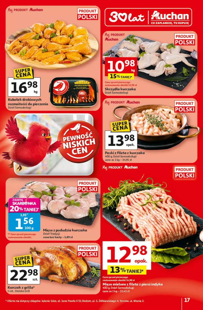 Gazetka promocyjna Auchan - 30 Lat Hipermarket - ważna 09.04 do 15.04.2026 - strona 17 - produkty: Grill, Kurczak, Mięso, Piec