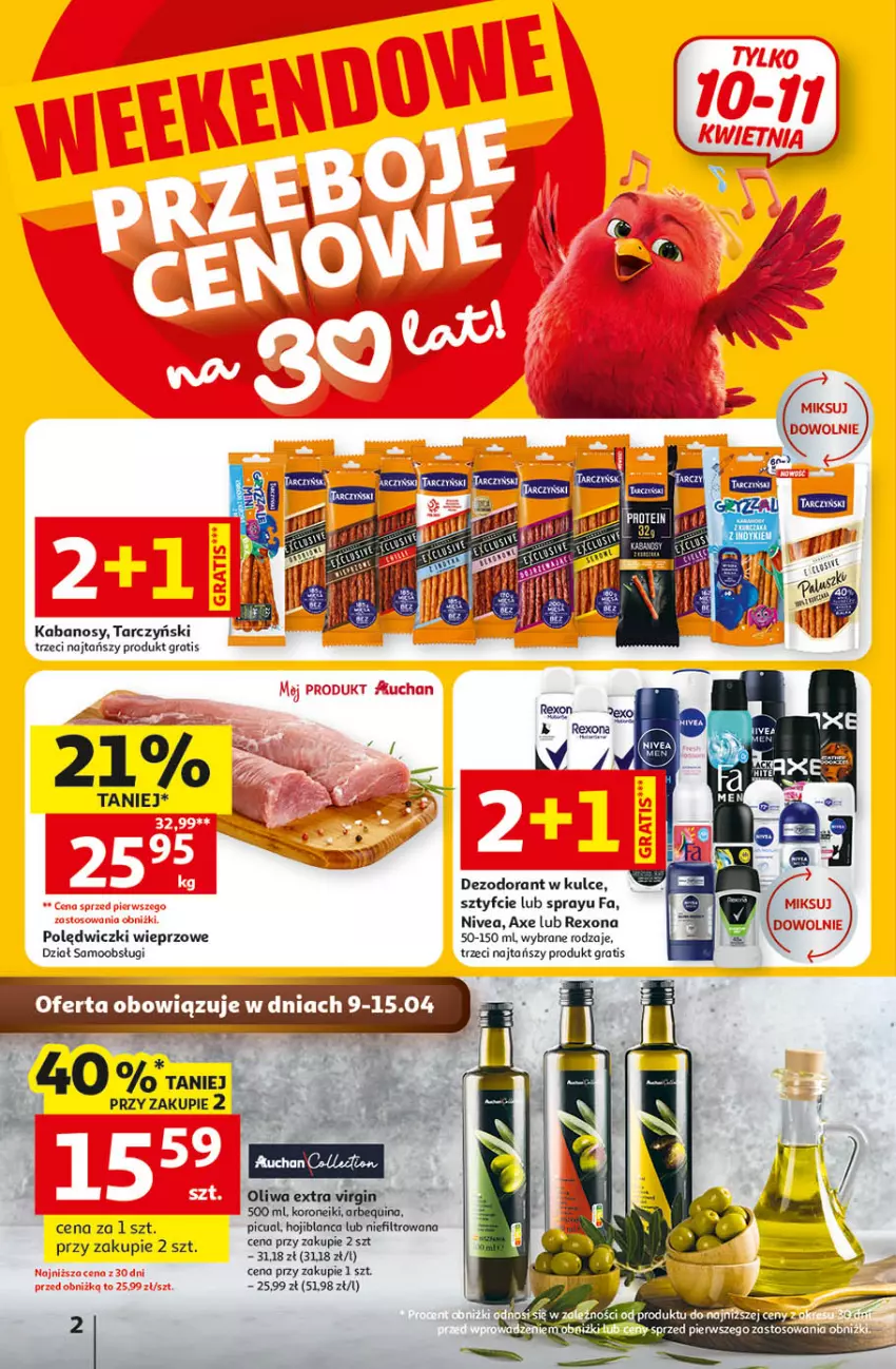 Gazetka promocyjna Auchan - 30 Lat Hipermarket - ważna 09.04 do 15.04.2026 - strona 2 - produkty: Dezodorant, Fa, Gra, Kabanos, Nivea, Rexona, Tarczyński