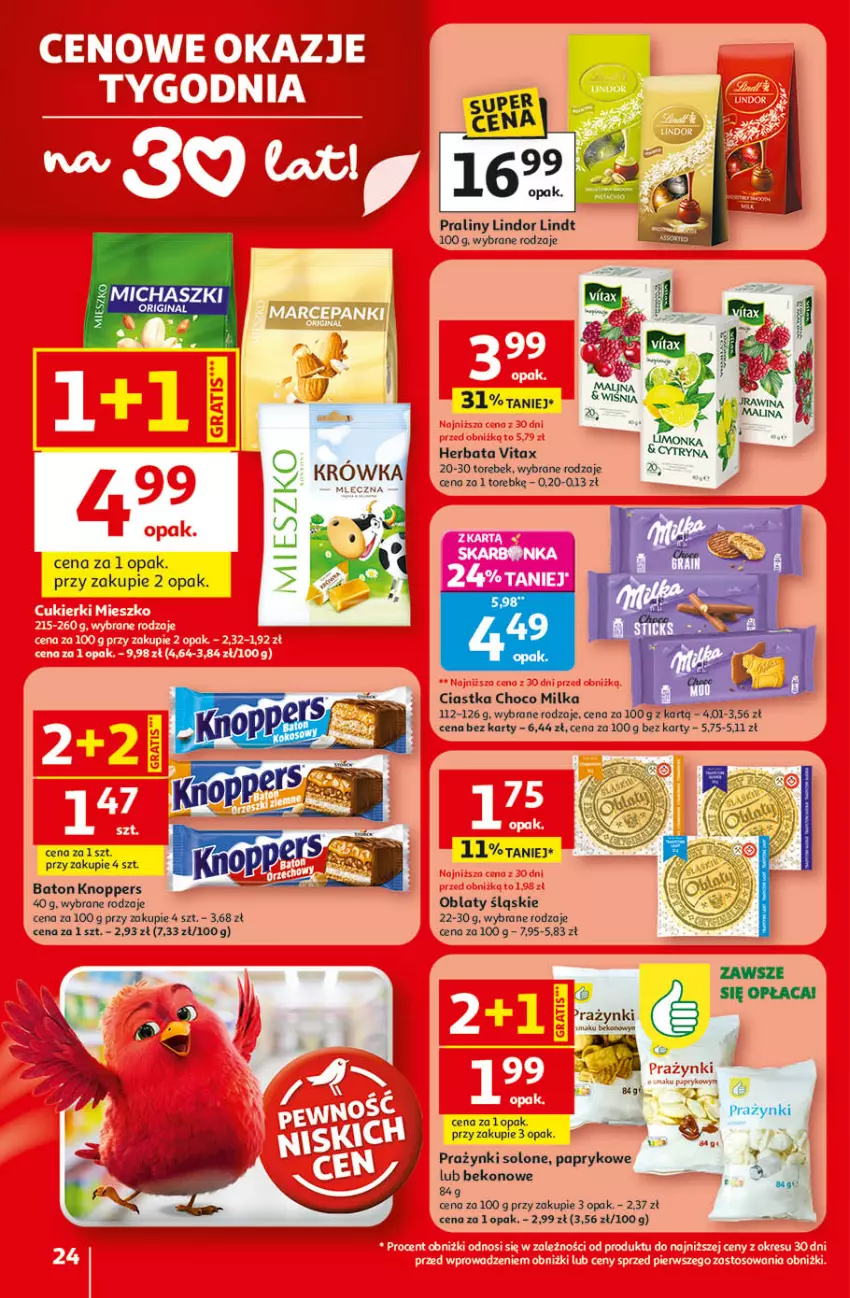 Gazetka promocyjna Auchan - 30 Lat Hipermarket - ważna 09.04 do 15.04.2026 - strona 24 - produkty: Baton, Beko, Herbata, Knoppers, Lindor, Lindt, Praliny, Vitax