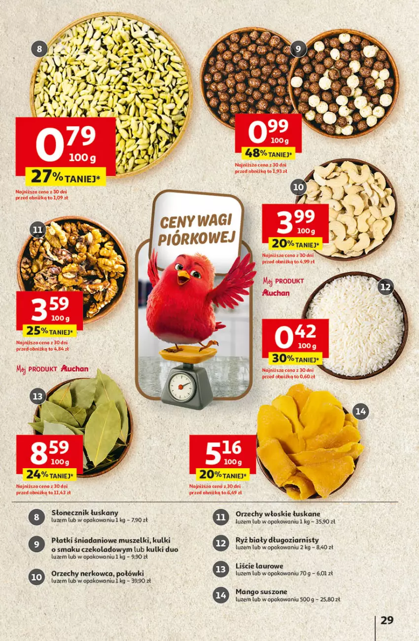 Gazetka promocyjna Auchan - 30 Lat Hipermarket - ważna 09.04 do 15.04.2026 - strona 29 - produkty: Danio, Laur, Mango, Mango suszone, Mus, Orzechy włoskie, Ryż, Ryż biały
