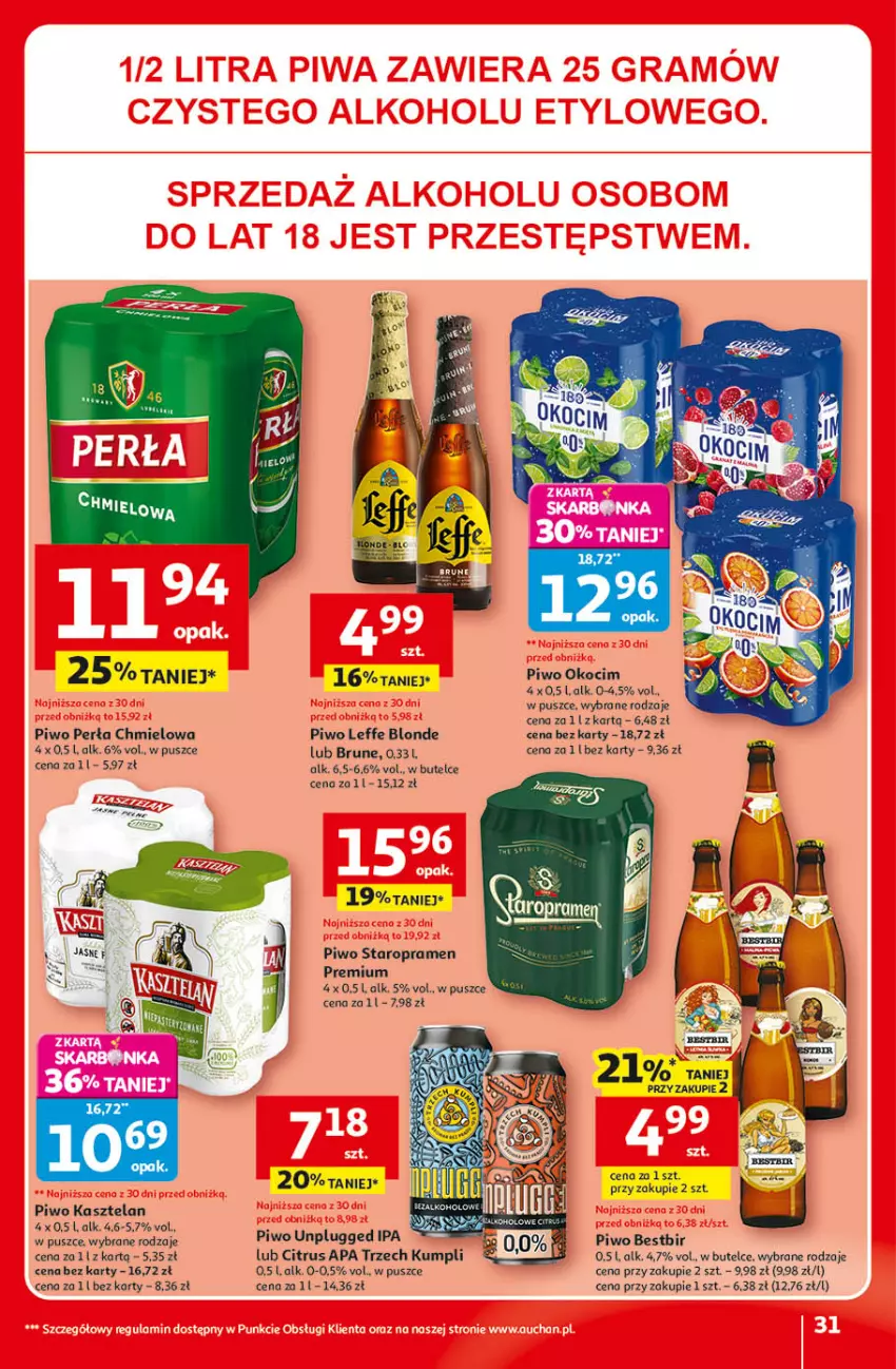 Gazetka promocyjna Auchan - 30 Lat Hipermarket - ważna 09.04 do 15.04.2026 - strona 31 - produkty: Kasztelan, Koc, Okocim, Perła, Piwo