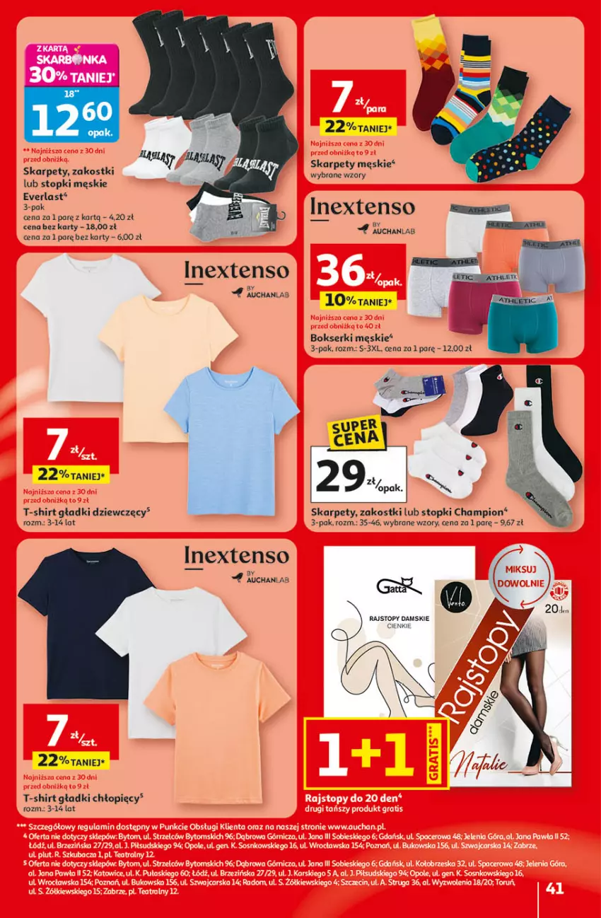 Gazetka promocyjna Auchan - 30 Lat Hipermarket - ważna 09.04 do 15.04.2026 - strona 41 - produkty: Bokserki, Karp, Rajstopy, Ser, T-shirt, Top