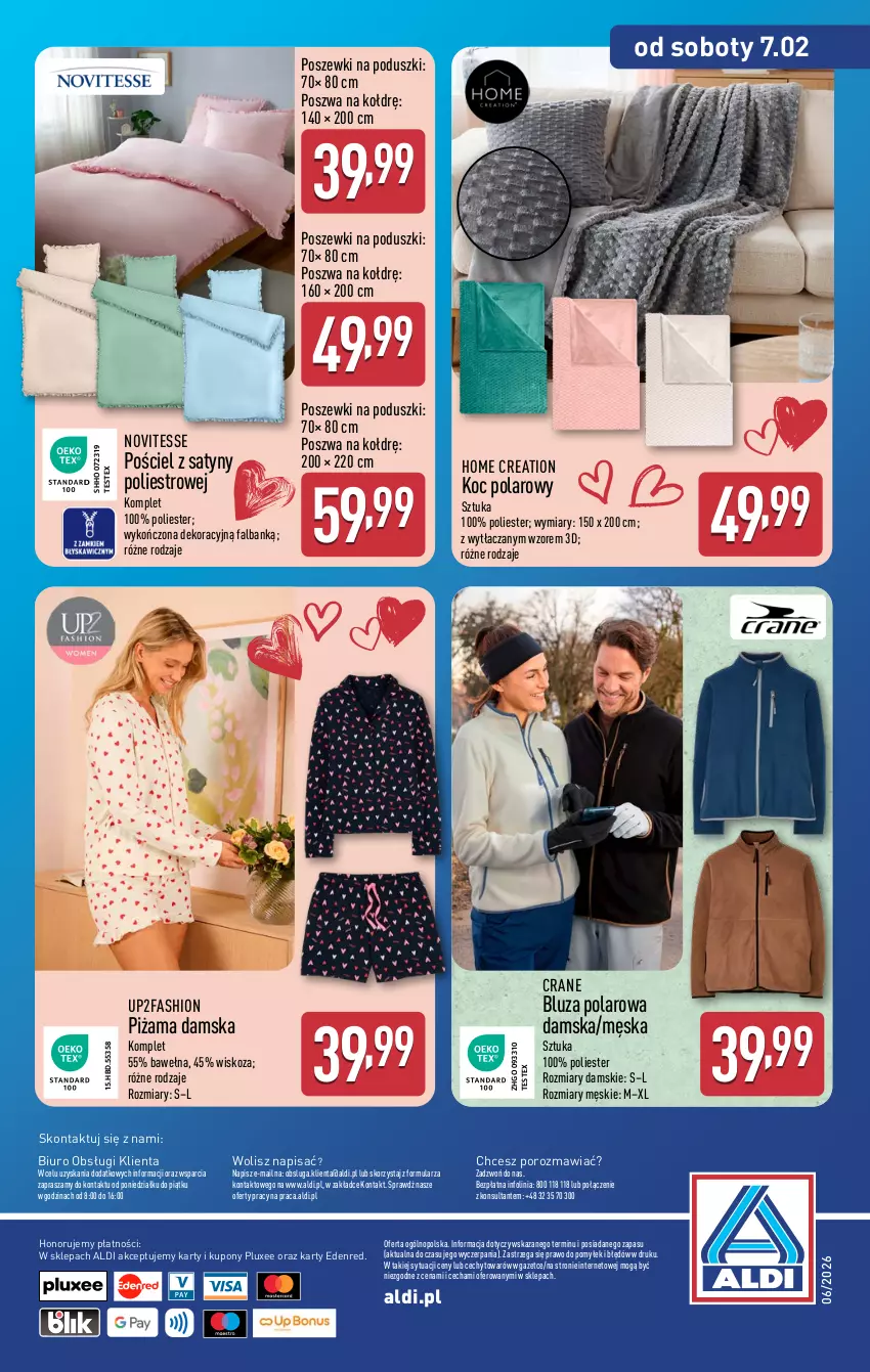 Gazetka promocyjna Aldi - Artykuły przemysłowe i tekstylia - ważna 04.02 do 07.02.2026 - strona 16 - produkty: Biuro, Bluza, Bluza polarowa, Fa, Koc, O nas, Piżama, Por, Pościel, Wełna