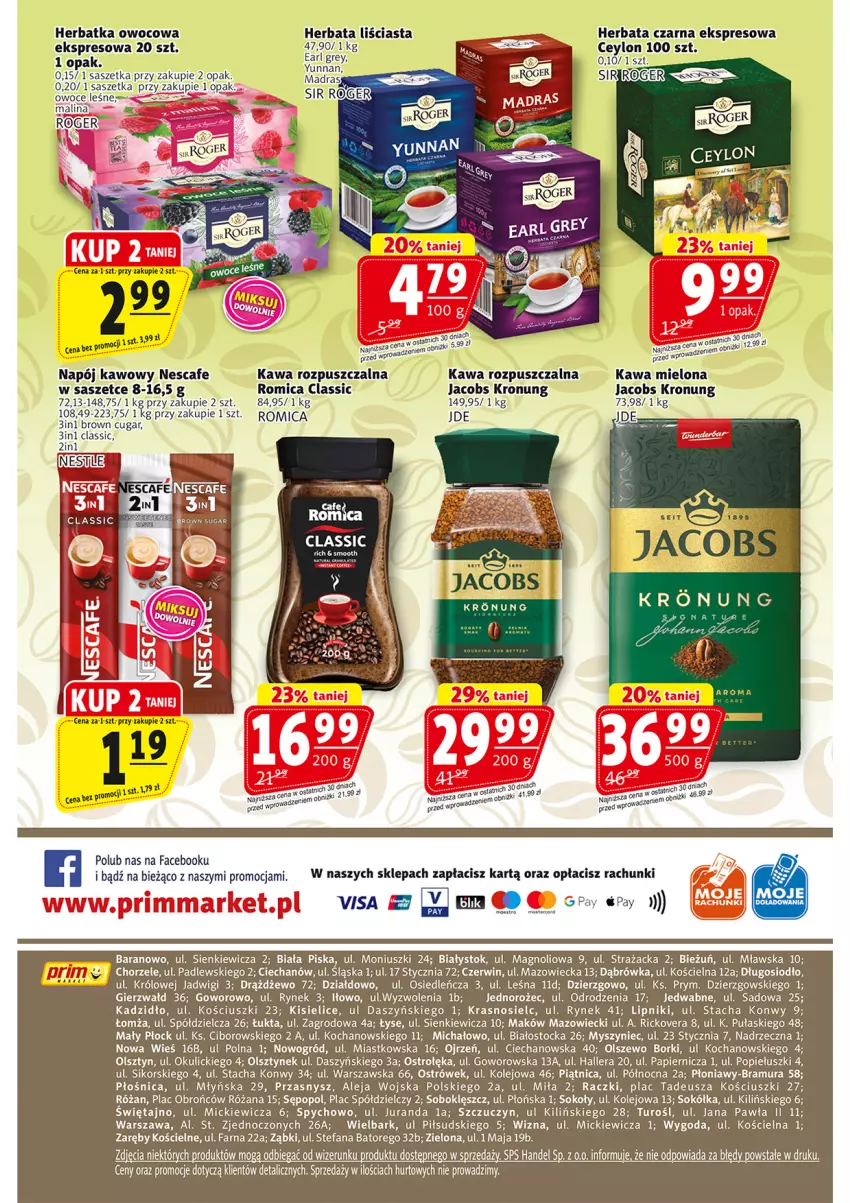 Gazetka promocyjna Prim Market - ważna 02.10 do 08.10.2025 - strona 16 - produkty: Earl Grey, Fa, Herbata, Herbata czarna, Jacobs, Jednorożec, Kawa, Kawa mielona, Kawa rozpuszczalna, Kisiel, Koc, Mysz, Napój, Ogród, Olej, Owoce, Papier, Piątnica, Róża, Sok, Sokół, Stock