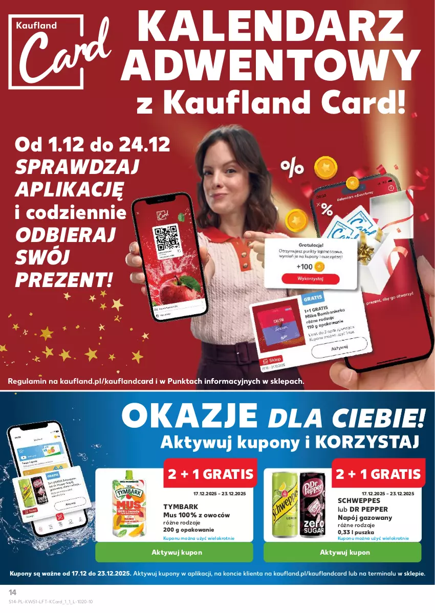 Gazetka promocyjna Kaufland - Gazetka tygodnia - ważna 17.12 do 23.12.2025 - strona 14 - produkty: Gra, Kalendarz, Kalendarz adwentowy, Mus, Napój, Napój gazowany, Schweppes, Tymbark
