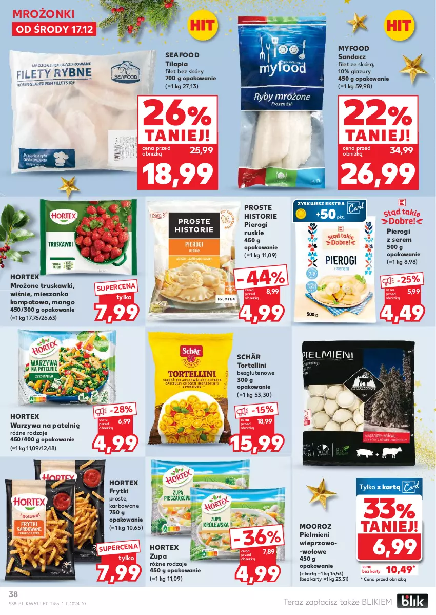 Gazetka promocyjna Kaufland - Gazetka tygodnia - ważna 17.12 do 23.12.2025 - strona 38 - produkty: Frytki, Hortex, Lazur, Mango, Mieszanka kompotowa, Pierogi, Sandacz, Ser, Tera, Tilapia, Truskawki, Warzywa, Zupa