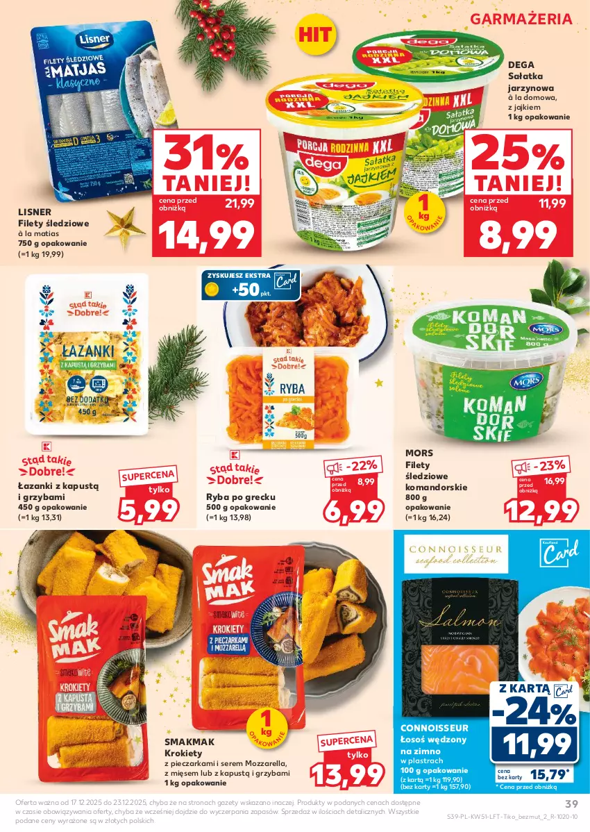 Gazetka promocyjna Kaufland - Gazetka tygodnia - ważna 17.12 do 23.12.2025 - strona 39 - produkty: Dega, Kapustą, Krokiety, Lisner, Mozzarella, Piec, Pieczarka, Ryba, Ryba po grecku, Sałat, Sałatka, Ser
