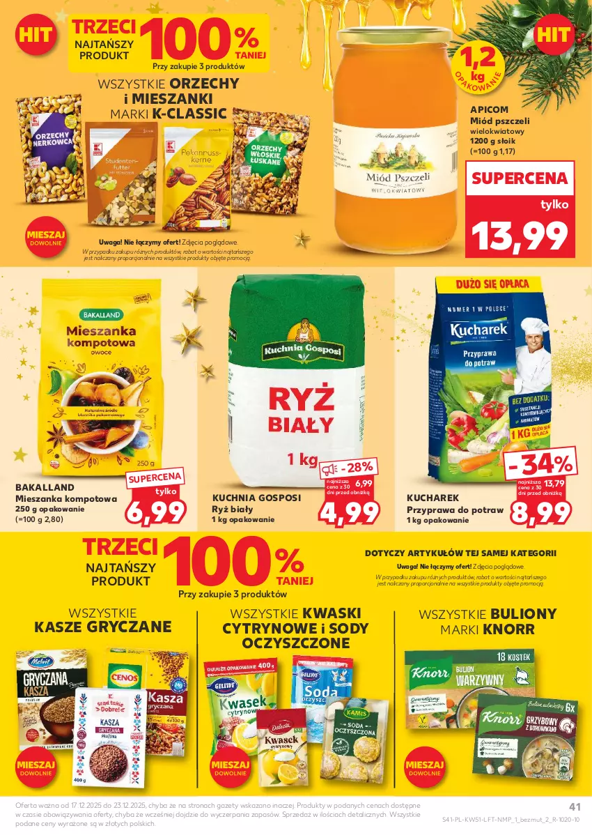 Gazetka promocyjna Kaufland - Gazetka tygodnia - ważna 17.12 do 23.12.2025 - strona 41 - produkty: Bakalland, Bulion, Gry, Knorr, Kucharek, Kuchnia, Lion, Mieszanka kompotowa, Miód, Por, Przyprawa do potraw, Ryż, Ryż biały, Waga