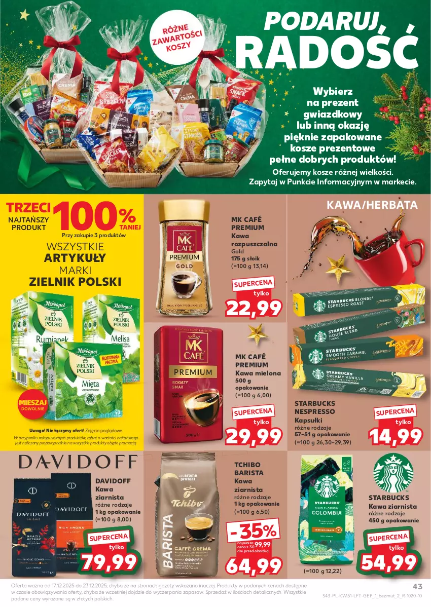 Gazetka promocyjna Kaufland - Gazetka tygodnia - ważna 17.12 do 23.12.2025 - strona 43 - produkty: Davidoff, Herbata, Kawa, Kawa mielona, Kawa rozpuszczalna, Kawa ziarnista, Kosz, Por, Tchibo, Tchibo Barista, Waga