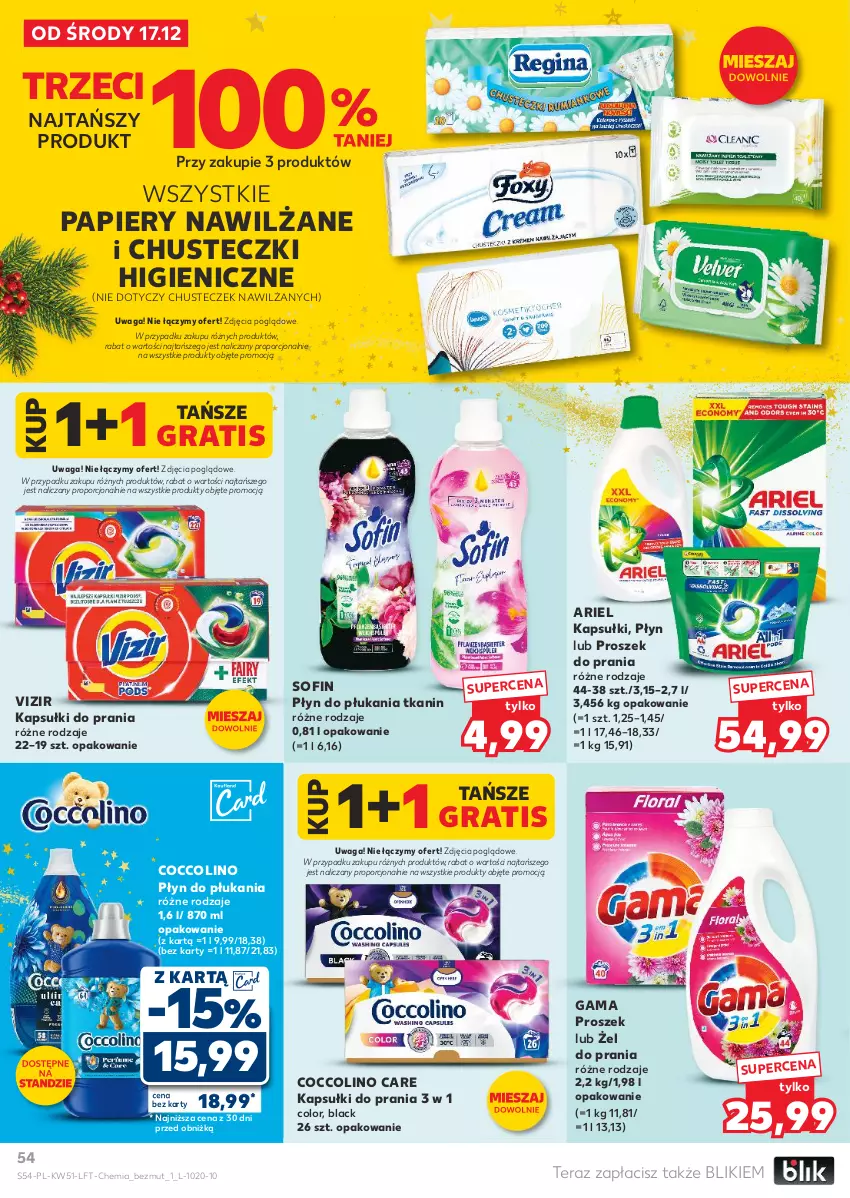 Gazetka promocyjna Kaufland - Gazetka tygodnia - ważna 17.12 do 23.12.2025 - strona 54 - produkty: Ariel, Chusteczki, Coccolino, Gra, Kapsułki do prania, Lack, Papier, Płyn do płukania, Por, Proszek do prania, Tera, Vizir, Waga
