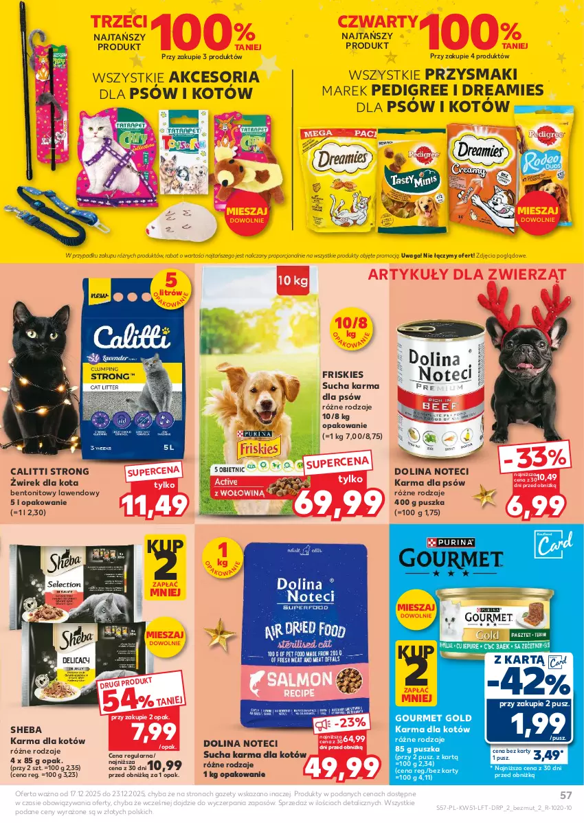 Gazetka promocyjna Kaufland - Gazetka tygodnia - ważna 17.12 do 23.12.2025 - strona 57 - produkty: Friskies, Gourmet Gold, Pedigree, Por, Przysmaki, Sheba, Sucha karma, Waga