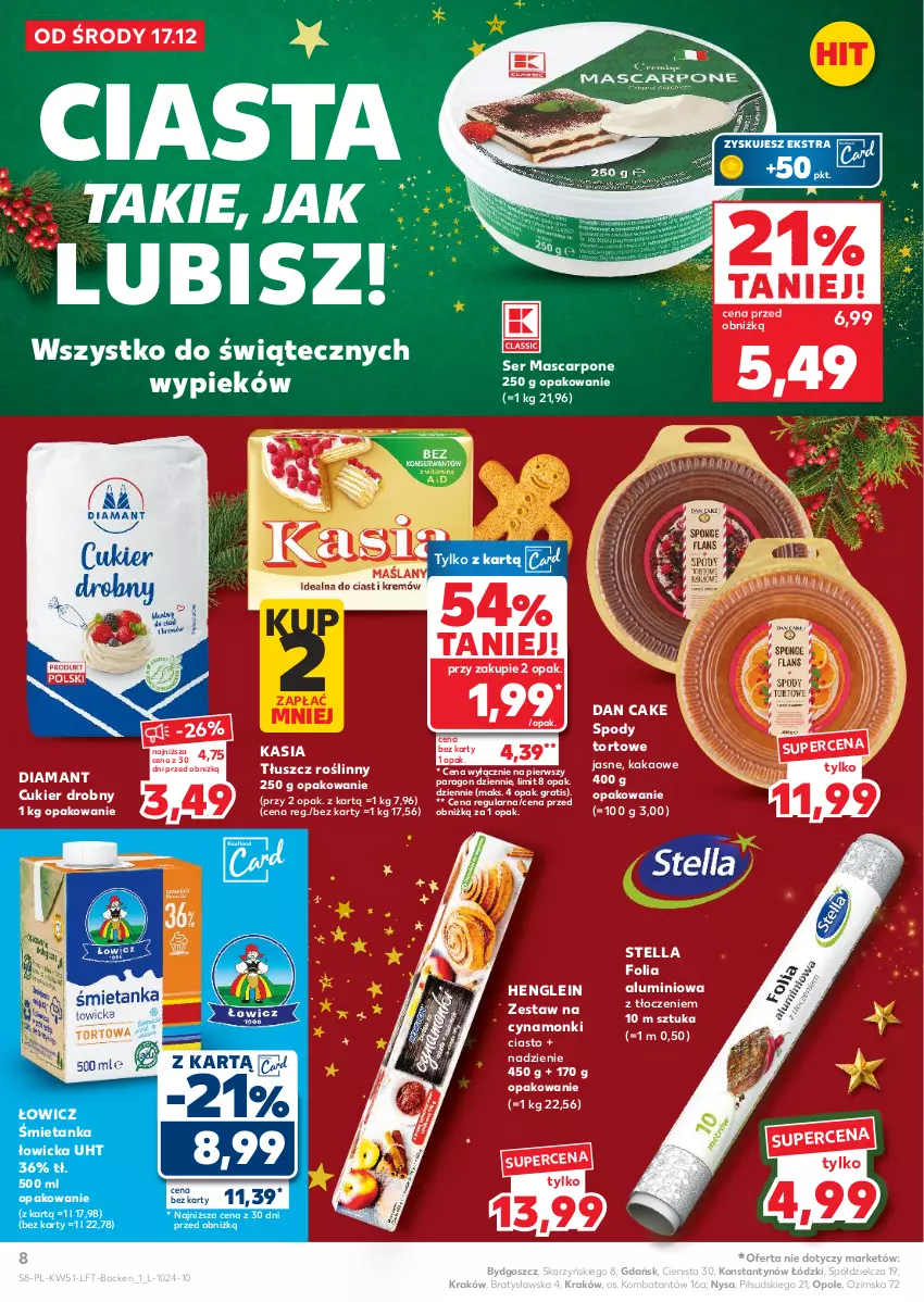 Gazetka promocyjna Kaufland - Gazetka tygodnia - ważna 17.12 do 23.12.2025 - strona 8 - produkty: Cukier, Dan Cake, Diamant, Folia aluminiowa, Gra, Kakao, Kasia, Mascarpone, Ser, Tłuszcz roślinny