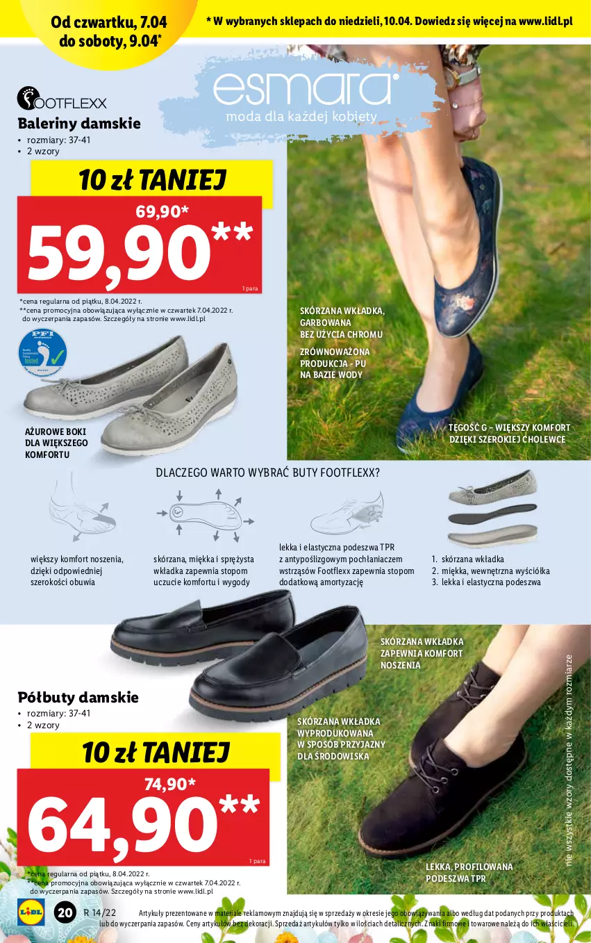 Gazetka promocyjna Lidl - GAZETKA - ważna 04.04 do 10.04.2022 - strona 22 - produkty: Baleriny, Buty, Moda, Półbuty, Top