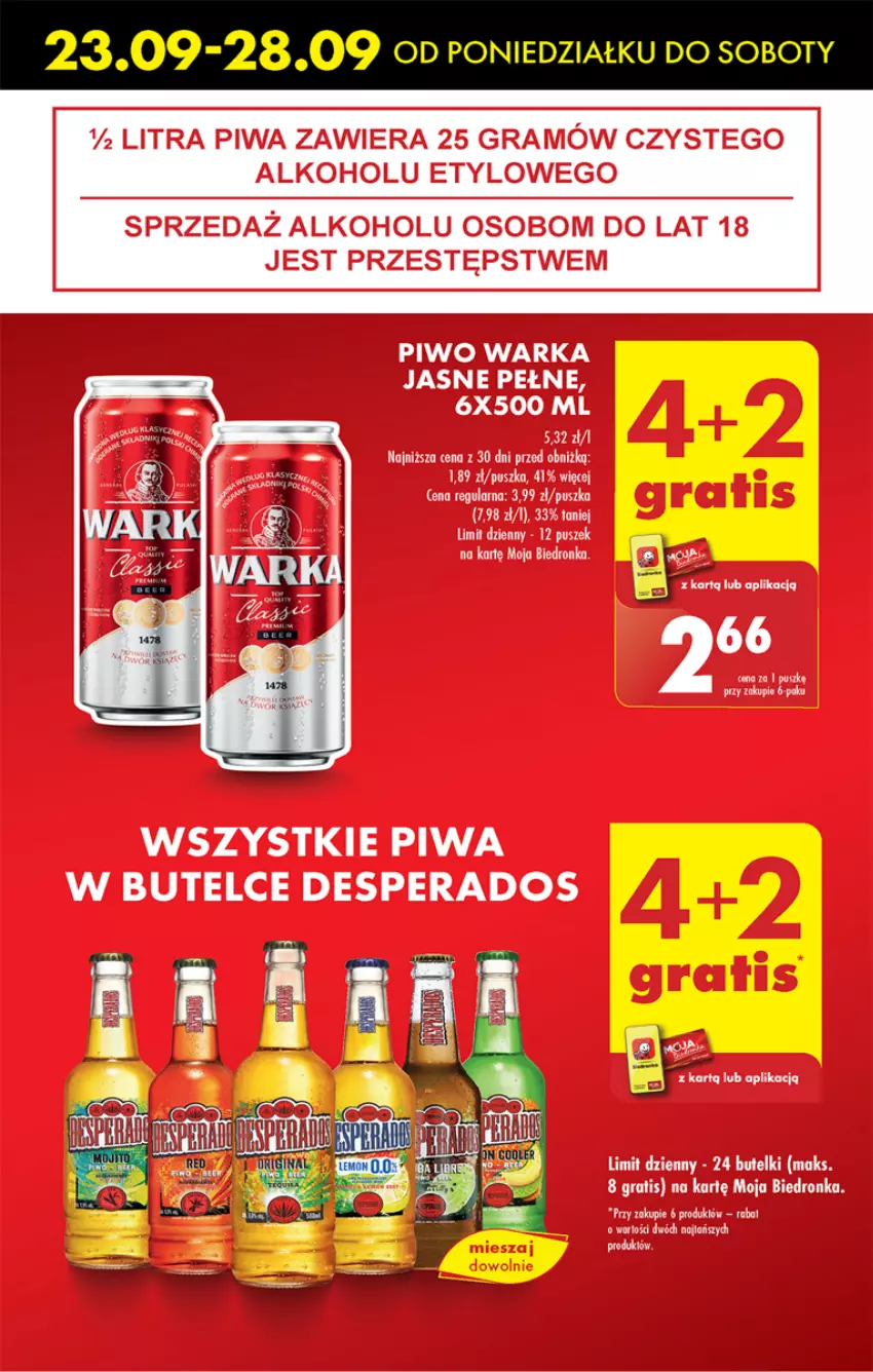 Gazetka promocyjna Biedronka - Od Poniedziałku - ważna 23.09 do 28.09.2024 - strona 13 - produkty: Desperados, Gra, Piwa, Piwo, Warka