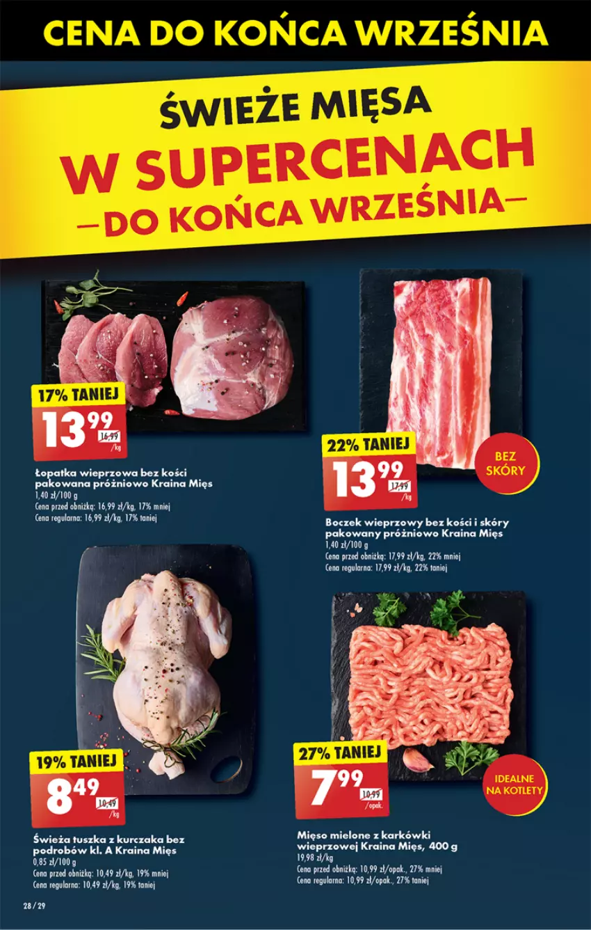 Gazetka promocyjna Biedronka - Od Poniedziałku - ważna 23.09 do 28.09.2024 - strona 34 - produkty: Boczek, Boczek wieprzowy, Kurczak, Mięso, Mięso mielone, Tusz