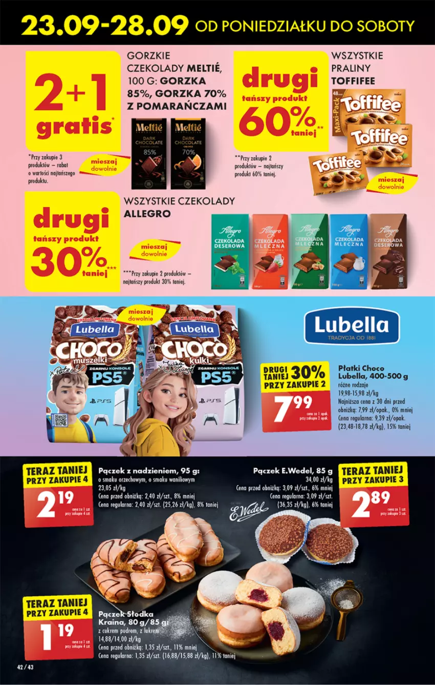 Gazetka promocyjna Biedronka - Od Poniedziałku - ważna 23.09 do 28.09.2024 - strona 50 - produkty: Allegro, Bell, Bella, Deser, Lubella, Pączek, Praliny, Rolada, Ser, Toffifee